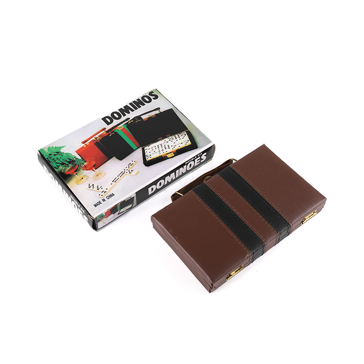 Коробка из искусственной кожи на заказ с комплектом домино с двойным шестью играми домино