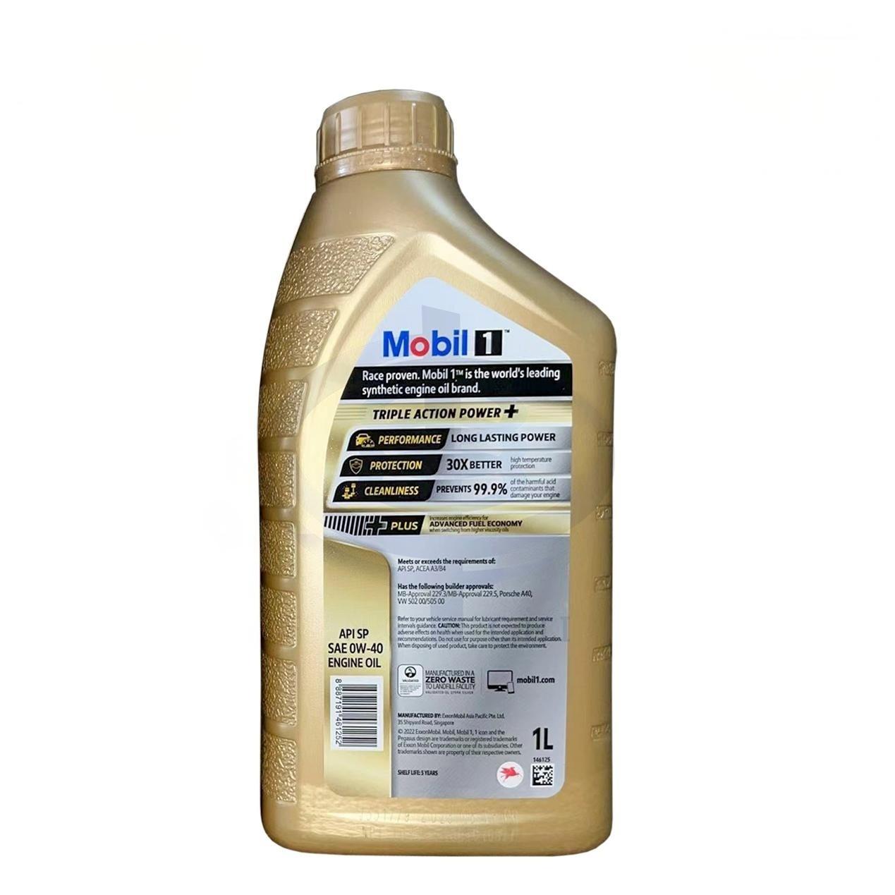 Mobil 1 Premium 0W-40 SP Full Synthetic Engine Oil 1L, Wholesale Pack, 12 Bottles/Case, Global Delivery Oil Parts Image 2
