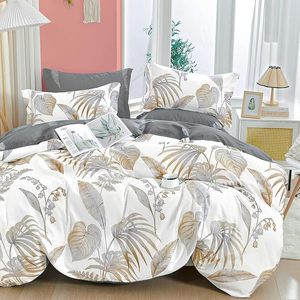 Juego de <span class=keywords><strong>Funda</strong></span> Nórdica Botánica, Juego de Ropa de Cama con Estampado de Hojas, <span class=keywords><strong>Funda</strong></span> Nórdica Suave para Dormitorio Moderno con Estampado de Hojas - Product Image 3