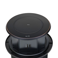 Prise de courant de bureau universelle étanche IP53, motorisée et escamotable, avec chargeur sans fil 18W, pour bureau