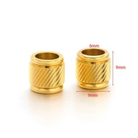 Perles intercalaires en acier inoxydable plaqué or 18 carats, forme géométrique, grand trou, lignes rayées, pour la fabrication de bijoux et les loisirs créatifs