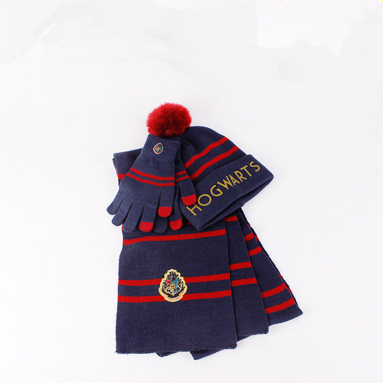 Зимний теплый вязаный шарф Гарри Хогвартс, шапка, перчатки, набор для мальчиков
