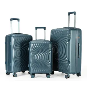 2024 New Exclusive Blue 4 Wheels Travel Durable PP Trolley Luggage Suitcase Set