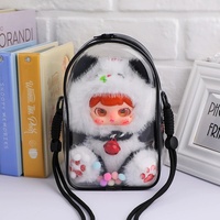 Sac à bandoulière transparent en PVC pour poupée, motif boîte de lait, 10cm, 15cm, 18cm, 20cm, pour poupée en peluche, Labubu, sac cadeau en PVC