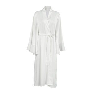 Bata <span class=keywords><strong>de</strong></span> Pijama Ligera <span class=keywords><strong>de</strong></span> <span class=keywords><strong>Satén</strong></span> con Mangas Acampanadas para Mujer, Transpirable y Cómoda para Primavera/Verano - Product Image 5