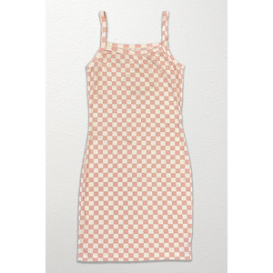 <b>Checkered</b> Rib Knit Tank <b>Top</b> Dress - Product Image 4