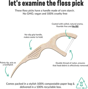 Thân Thiện Với Môi Vegan Lụa Răng Nha Khoa Flosser Số Lượng Lớn Than Tre Nha Khoa Chỉ Tỉa Cho Vegan Răng Pick Kit - Product Image 5