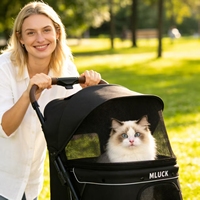 Livraison gratuite aux États-Unis, poussette pliable pour animaux de compagnie, tissu Oxford, poussette de luxe pour chien, cadre en acier, chariot à 4 roues pour chien et chat, pour un seul animal