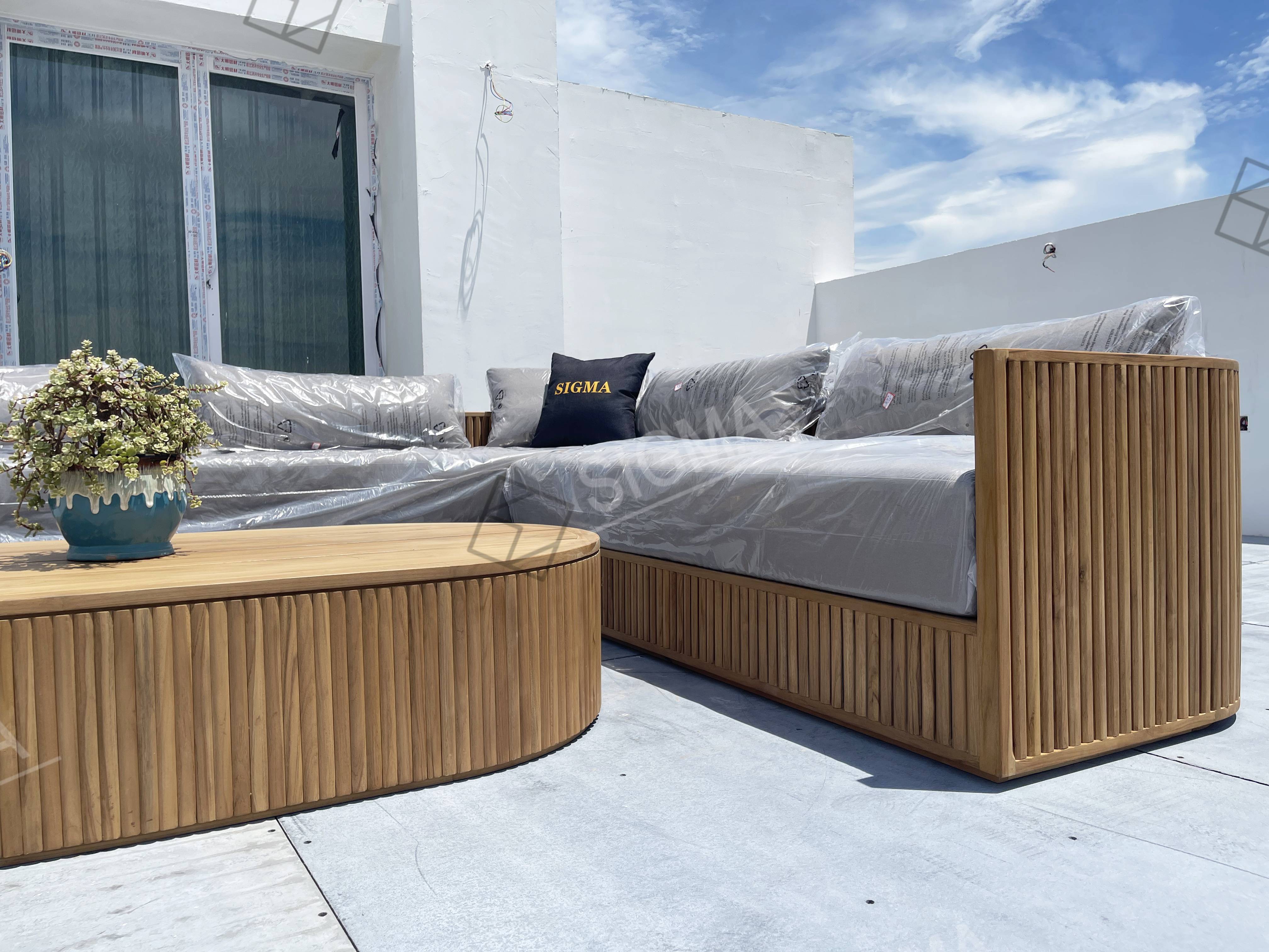 Sigma Outdoor furniture set garden sofa set furniture sectional sofa teak wood lounge chair wood coffee table outdoor seating