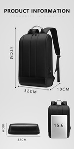 Бизнес умный Рюкзак Для Ноутбука Мужской USB 15,6 дюймов рюкзак для ноутбука дорожный Черный тонкий рюкзак супер легкая школьная сумка - Product Image 6