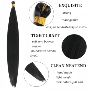 Extensiones <span class=keywords><strong>de</strong></span> <span class=keywords><strong>Cabello</strong></span> <span class=keywords><strong>de</strong></span> Ganchillo Trenzado Liso Extremo, Trama Única, 28 Pulgadas, Preestirado, Venta al por Mayor, Fibra <span class=keywords><strong>de</strong></span> Alta Temperatura, Simpler More - Product Image 3