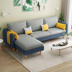 Sofá de tela de estilo nórdico con patas de madera para sala de estar, dormitorio, diseño minimalista moderno, funda extraíble y lavable - Product Image 1