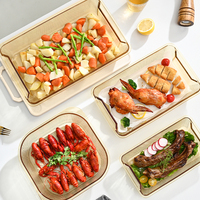 Ensemble de cuisson en verre à haute teneur en borosilicate de couleur ambre le plus vendu plateau à pizza plat de cuisson en verre