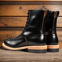 Bottes robustes de style Monkey en cuir véritable avec coutures Goodyear-Welted, bout mocassins, pour hommes