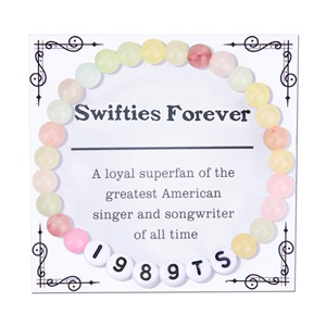 สร้อยข้อมือยางยืดสไตล์เทย์เลอร์ สวิฟท์ ประดับด้วยหินธรรมชาติและตัวอักษร TS โพลีเมอร์เคลย์ สำหรับแฟนคลับ สร้อยข้อมือมิตรภาพ ขายส่ง - Product Image 3