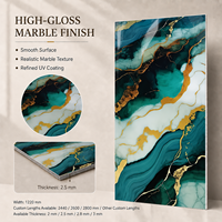 Revêtement mural en PVC MORLENX, feuille de marbre UV agate or émeraude bleu-vert, pour projet de réception de complexe hôtelier de luxe