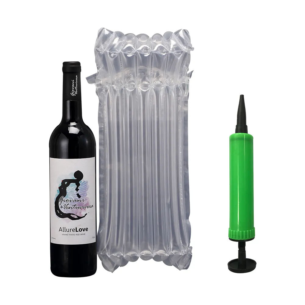 Şarap şişesi Koruyucu 15 Paketleri Ücretsiz Pompa Ile Yeniden Kullanılabilir Kol Seyahat Şişme Hava Sütun Yastık Çantası Ambalaj ve Güvenli