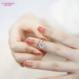 Moissanite Ring Six Prong Design D Color S925 Sterling Silver 0.5 3 Carat Engagement Band Women's Jewelry - Product Image 3