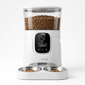 Distributeur automatique de nourriture pour animaux de compagnie contrôlé par application, avec minuterie, caméra et deux bols en acier inoxydable pour chat et chien, alimentation programmée - Product Image 5