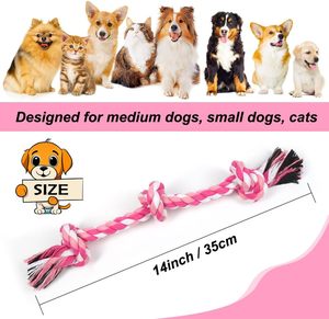 Jouet en corde pour chien NIBAO, corde à mâcher à <span class=keywords><strong>3</strong></span> nœuds de 14 pouces pour chiens de petite et moyenne taille, jouet en coton naturel pour tirer à la corde et nettoyer les dents - Product Image 3