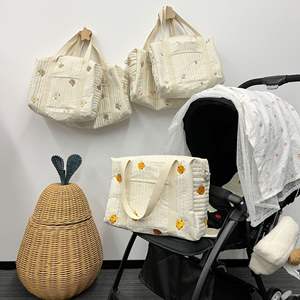 高級マミートートバッグ、おしゃれなキルティング刺繍入りベビーおむつバックパック、ジッパー付きベビーカーオーガナイザー - Product Image 5