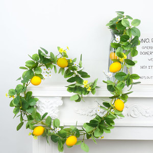 Rancheng pour décoration de Noël intérieure transfrontalière Artificielle Citron Vigne <span class=keywords><strong>Plante</strong></span> Verte Arrangement Rotin Naturel Réel - Product Image 4