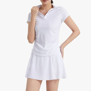 Ensemble de sport à manches courtes pour femme, jupe de tennis moulante amincissante, mini-jupe plissée, jupe-short de yoga, nouvelle arrivée - Product Image 4