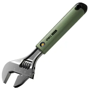 德利高品质强力工具HT1508L # 可调扳手 #8 "# 绿色锻造碳钢材料