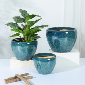 Petits pots à fleurs en argile rustiques pour l'intérieur, ensemble de pots en céramique émaillée pour la maison, jardinières pour l'extérieur, grands pots de jardin - Product Image 2