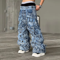 Jean en denim DiZNEW, mode européenne et américaine, bleu, grande taille, pantalon pour hommes