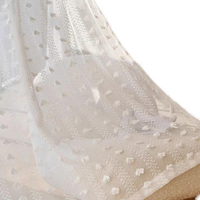 Rideaux Translucides XinLan Style Français Blancs à Pois en Polyester, Occultation Totale, à Œillets, Longueur au Sol