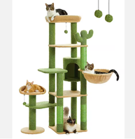 Aimigou Arbre à chat en bois écologique de luxe à 4 niveaux, avec griffoir en sisal, perchoir en corde, jouet et lit, emballage carton, pour intérieur, 85 cm