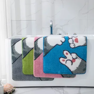 New Arrival Eco-friendly Tufted Microfiber Printed Stone Scissors Cloth Cat Paw Cute Bathroom Carpet