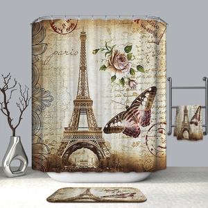 Rideau De <span class=keywords><strong>douche</strong></span> imperméable pour salle De bain, tissu uni, tour Eiffel, Paris, chic - Product Image 5