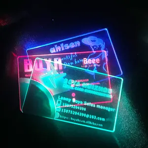 Luxo Personalizado Acrílico Brilho Obrigado Cartão Impressão Laser LED Business metal em branco NFC cartão de casamento
