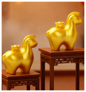 Đồ trang trí hình con ngựa vàng may mắn năm mới Tết Nguyên đán 2026, mô hình 3D bằng nhựa resin, quà lưu niệm, đồ chơi trẻ em nhỏ, tượng nhỏ - Product Image 4