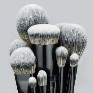 Lot de 8 pinceaux de maquillage noirs, cheveux synthétiques doux, sans cruauté, <span class=keywords><strong>pour</strong></span> fond de teint, fard à paupières, correcteur, logo personnalisé - Product Image 2