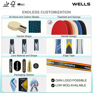 ไม้ปิงปองกลางแจ้งปรับแต่งได้ไม้ตีปิงปองทนทานพร้อมฐานคาร์บอนไฟเบอร์ - Product Image 3