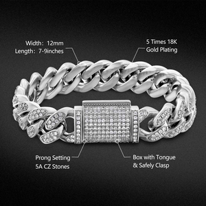 KRKC-Cadena de eslabones cubanos de zirconia cúbica, collar con eslabones de oro de 18k y 12mm, con zirconia cúbica, para hombres - Product Image 5