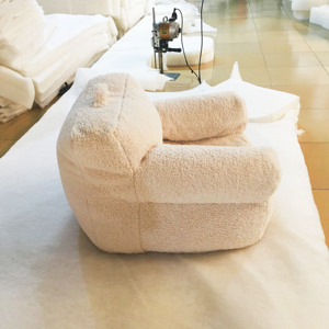Contemporary Japanese-Style Single Big Fluffy Polystyrene Beads <strong>Filled</strong> <strong>Beanbag</strong> Living Room Sofa Removable Cover Velvet Fabric - Product Image 5