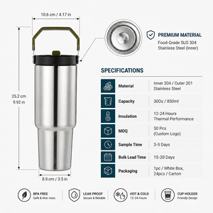 Gobelet isotherme en acier inoxydable personnalisé avec logo, 28 oz, avec poignée, <span class=keywords><strong>bouteille</strong></span> d'eau isolée à double paroi pour une utilisation en extérieur - Product Image 2