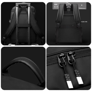 Mochila de viaje de negocios WePower, bolsa impermeable para ordenador portátil de 20-35L para hombres con bolsillo interior con cremallera, Color sólido, negro, gris oscuro - Product Image 4