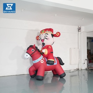 Modèle de dessin animé gonflable géant du Dieu de la Fortune à cheval pour la publicité et la décoration de centres commerciaux et de festivals - Product Image 1