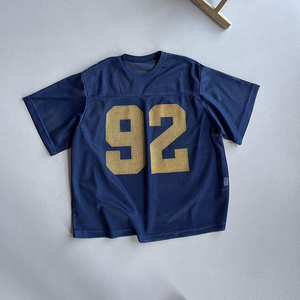 Hot Sale T Shirts Mesh Polyester Quick Dry Summer Short Sleeve Custom Number Printed Oversized Football <strong>Jersey</strong> - Product Image 4