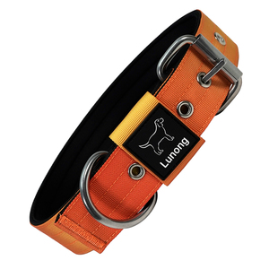 Gradient Orange Tactical <b>Dog</b> <b>Collar</b> And Leash Set Nylon Soft Padded Single Pin Buckle <b>Metal</b> D Ring Frog Buckle Outdoor Training - Product Image 1