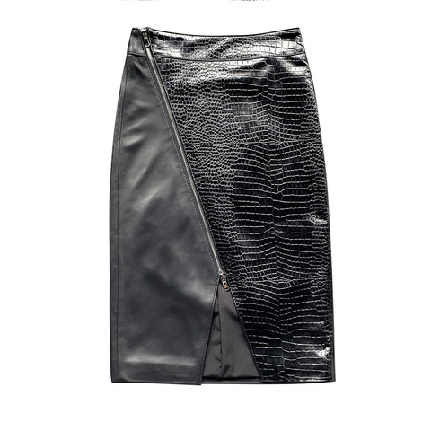 2351 Custom Falda Casual Ladies Short Girls' Women Leather Genuine Leather Sheepskin Pleated High Waist Vintage Skirt