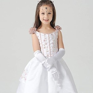 Guantes de Baile Largos de Spandex/Poliéster Color Blanco Perla para Niñas, para Bodas, Comunión, Elegantes, de Princesa - Product Image 6