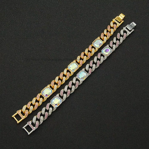 Rectangle Colored <b>Cuban</b> <b>Chain</b> Bracelet Hipster Nightclub Hip-hop Locomotive Bracelet Bracelet Tanjing - Product Image 2