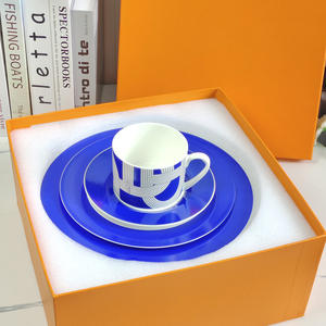Hot Sale 4 Piece Nordic Luxury Blue Runway Restaurant Set Porcelain Plate with Gift Box - Product Image 6