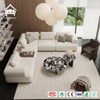 Ensemble de canapés modulaires pour salon, aménagement sectionnel avec table en bois intégrée, solution de mobilier tout-en-un pour toute la maison